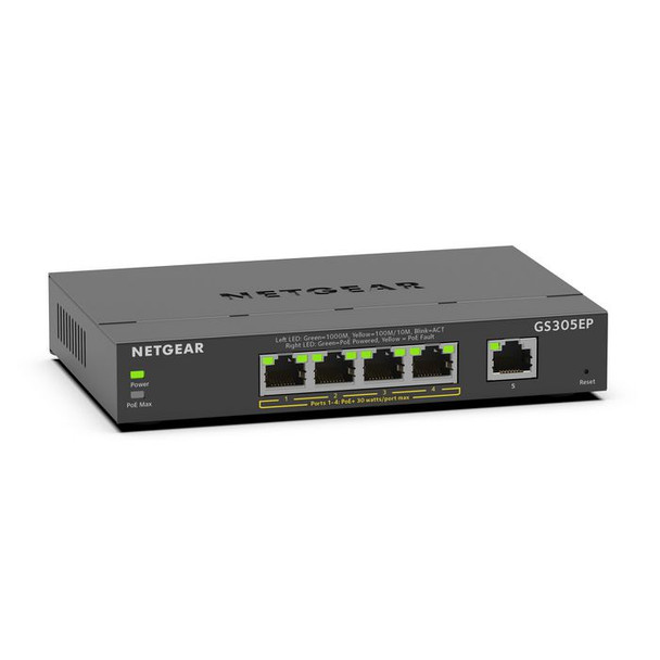 Netgear GS305EP-100PES 5PT GE Plus Switch W/POE+ GS305EP-100PES