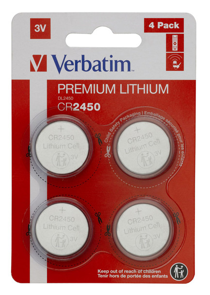 Verbatim 49535 LITHIUM BATTERY CR2450 3V 4 49535