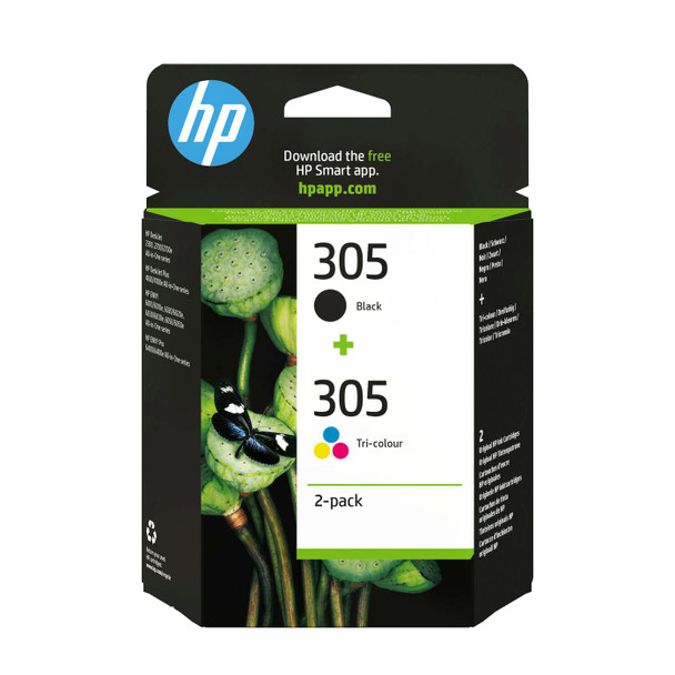 HP 6ZD17AE 305 2-Pack Tri-Color/Black 6ZD17AE