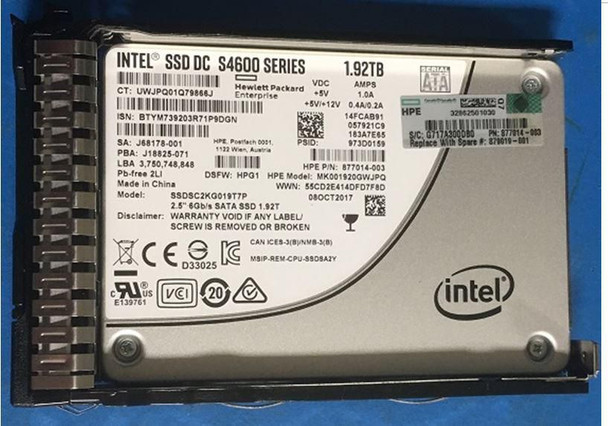 Hewlett Packard Enterprise 879019-001-RFB SSD 1.92TB 6G SFF SATA MU SC 879019-001-RFB