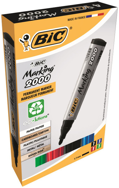 Bic Marking 2000 Permanent Marker Bullet Tip 1.7Mm Line Assorted Colours Pack 4 8209112 Bic Marking 2000 Permanent Marker Bullet Tip 1.7Mm Line Assorted Colours Pack 4 8209112