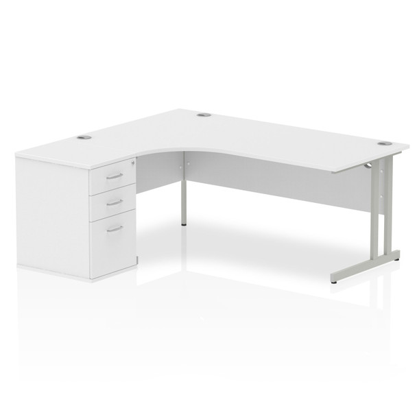 Dynamic Impulse 1800Mm Left Crescent Desk White Top Silver Cantilever Leg Workst I000542 Dynamic Impulse 1800Mm Left Crescent Desk White Top Silver Cantilever Leg Workst I000542