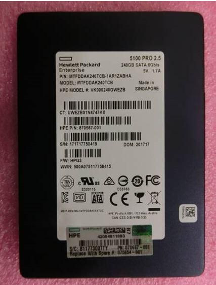 Hewlett Packard Enterprise 875654-001 SSD 240GB SFF SATA SFF RI DS 875654-001