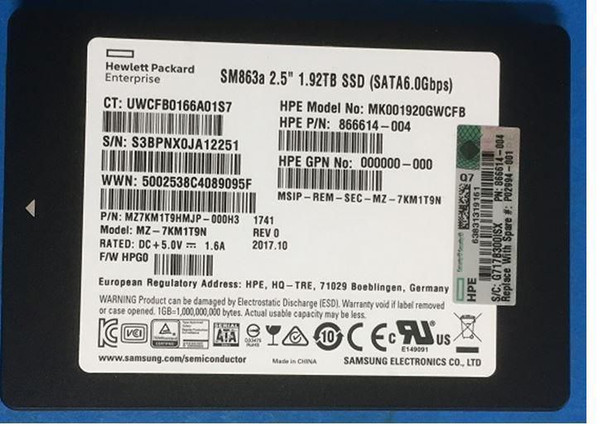 Hewlett Packard Enterprise P02994-001 DRV SSD 1.92TB SFF SATA MU P02994-001