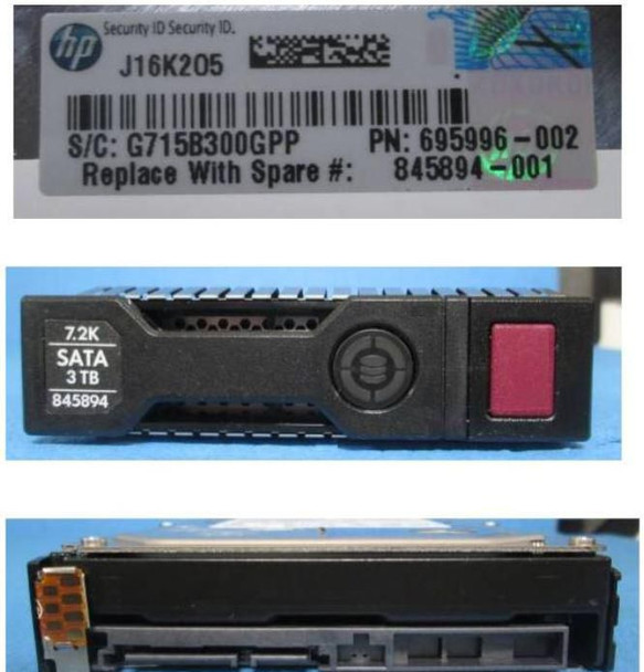 Hewlett Packard Enterprise 845894-001 DRV HD 3TB 6G 7.2K 3.5 SATA 845894-001