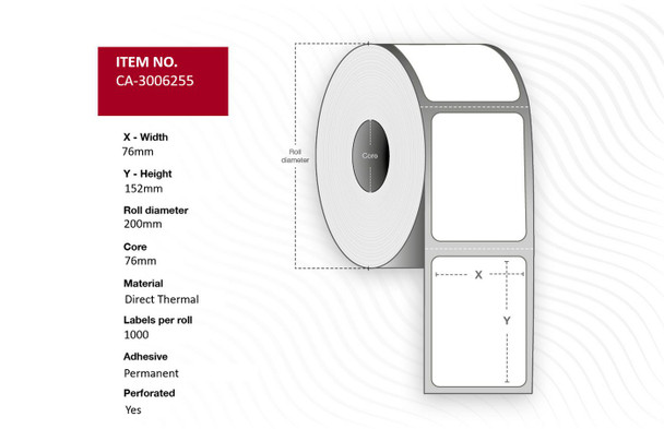 Capture CA-3006255 Label 76 x 152mm. Core 76mm. CA-3006255