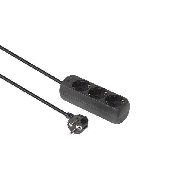 MicroConnect GRU003B-WOS 3-way Scho Socket 1.5M Black GRU003B-WOS