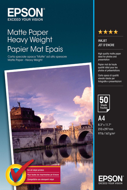 Epson C13S041256 A4 Matte Paper - Heavyweight C13S041256