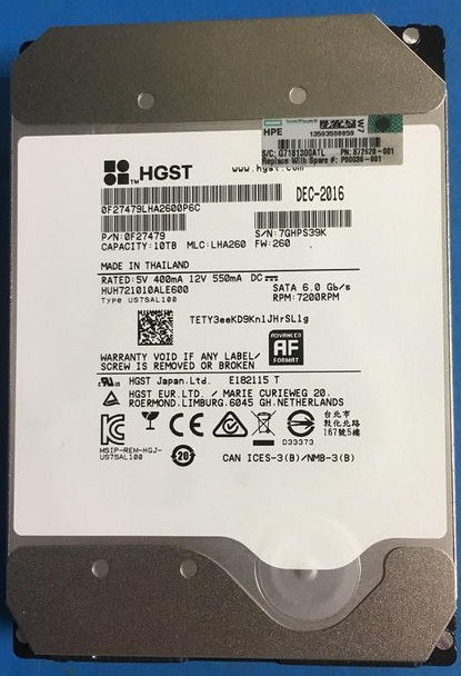 Hewlett Packard Enterprise P00036-001 DRV HDD 10TB 6G 7.2K LFF P00036-001