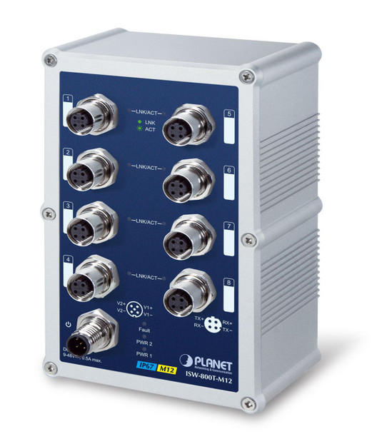 Planet ISW-800T-M12 IP67 rated 8-Port 10/100Mbps ISW-800T-M12