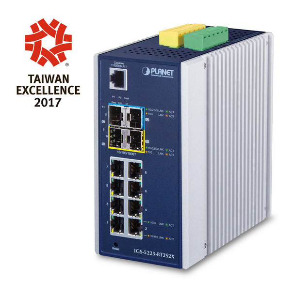 Planet IGS-5225-8T2S2X IP30 Industrial L2+/L4 8-Port IGS-5225-8T2S2X