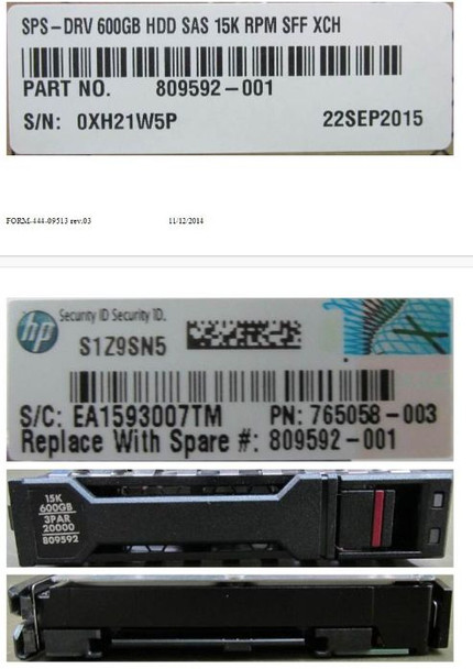 Hewlett Packard Enterprise 809592-001 DRV 600GB HDD SAS 15K RPM 809592-001