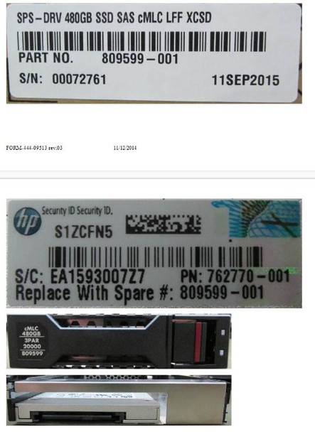 Hewlett Packard Enterprise 809599-001 DRV 480GB SSD SAS CMLC LFF 809599-001