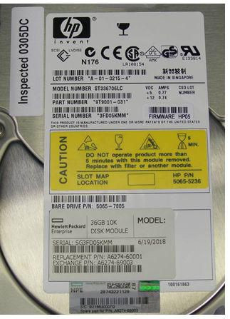 Hewlett Packard Enterprise A6274-69003 36.4GB hot-swap Ultra160 SCSI A6274-69003