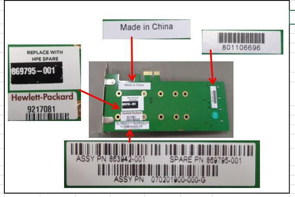 Hewlett Packard Enterprise 869795-001 SPS-ADAPTER: SSD TO SATA M2PS 869795-001