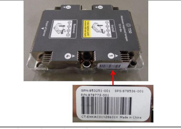 Hewlett Packard Enterprise 878536-001 SPS-HEATSINK. CPU. STANDARD 878536-001