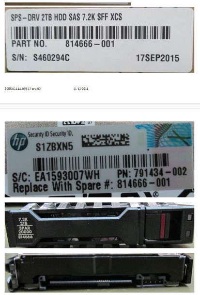 Hewlett Packard Enterprise 814666-001 DRV 2TB HDD SAS 7.2K SFF XCS 814666-001