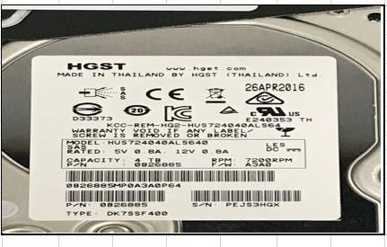 Hewlett Packard Enterprise 064-0536-001 4TB SAS6G 7200 HUS724040ALS640 064-0536-001
