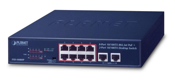 Planet FSD-1008HP 8-Port 10/100TX 802.3at PoE FSD-1008HP