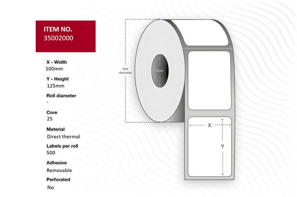 Capture 35002000 Label 100 x 125 - Core 25. 35002000