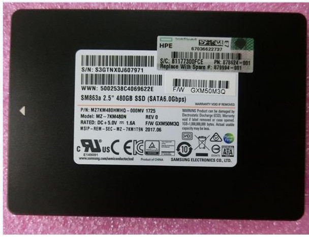 Hewlett Packard Enterprise 879994-001 SSD 480GB 6G SFF SATA 879994-001