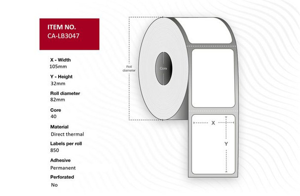Capture CA-LB3047 Label 105x32. Core 40. CA-LB3047