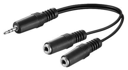 MicroConnect AUDLL02 3.5mm Mono 0.2m 1M-2F Black AUDLL02