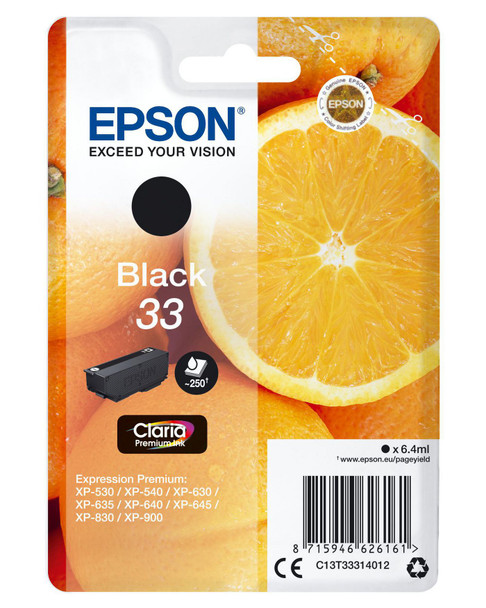 Epson C13T33314012 Singlepack Black 33 Claria C13T33314012