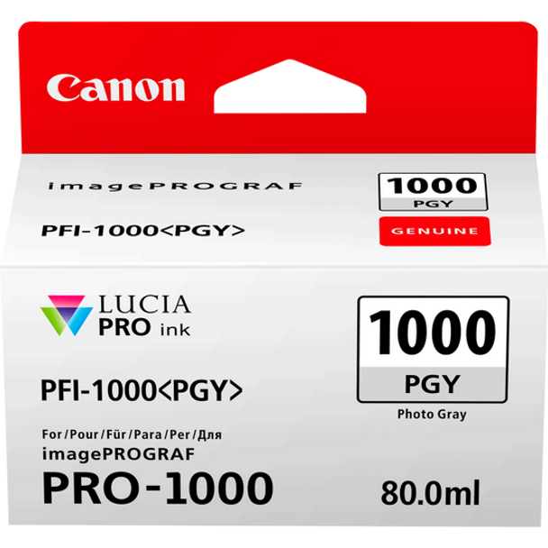 Canon Pfi1000pgy Photo Grey Standard Capacity Ink Cartridge 80Ml - 0553C001 0553C001
