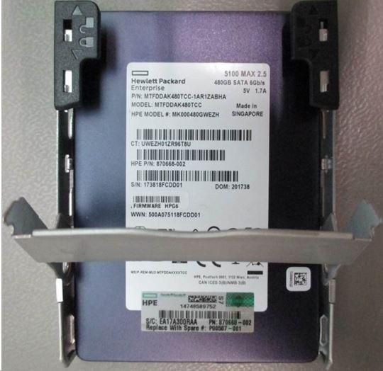 Hewlett Packard Enterprise P00587-001 SSD 480GB 6G SFF SATA MU QR P00587-001