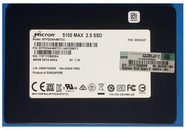Hewlett Packard Enterprise 880516-001 SSD 480GB 6G SFF SATA MU NHP 880516-001
