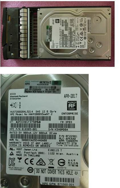 Hewlett Packard Enterprise 871644-001 2TB HDD SAS 7.2K LFF SS7000 871644-001