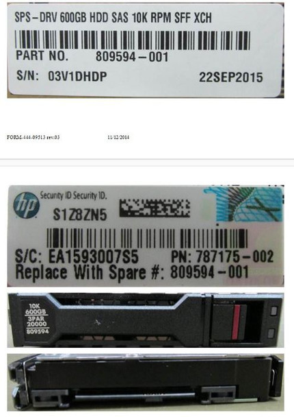 Hewlett Packard Enterprise 809594-001 DRV 600GB HDD SAS 10K RPM 809594-001