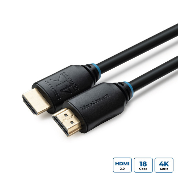 MicroConnect 4K HDMI Cable Gold Plated 60Hz 2160p 18Gb/s Black 1.0m MC-HDM19191V2.0