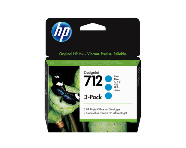 HP 3ED77A 712 3-Pack 29-ml Cyan 3ED77A