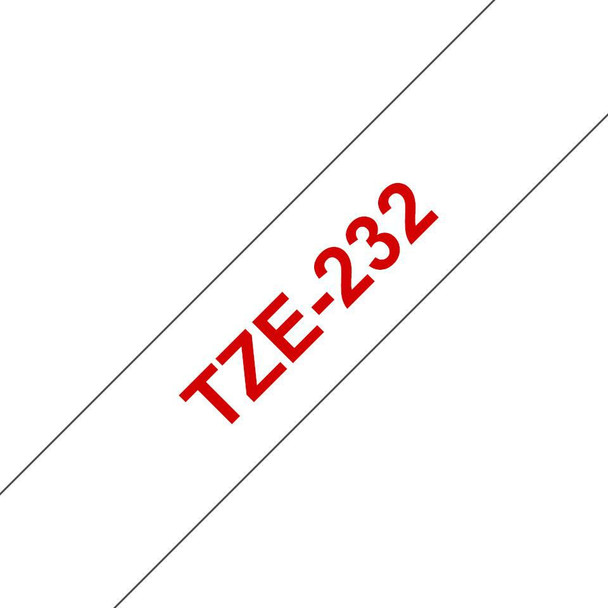 Brother TZE232 Tape Red on White 12mm TZE232