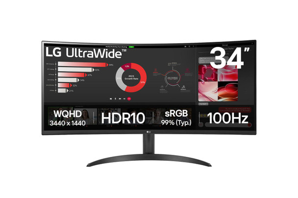 Lg 34Wr50qk-B 34 " 3440 X 1440 Pixels Hdr10 Hdmi Displayport Curved Gaming Monit 34WR50QK-B.AEK