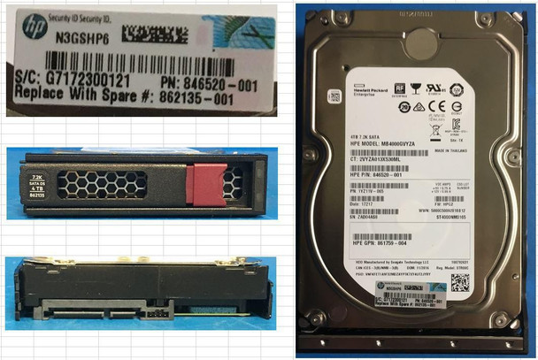 Hewlett Packard Enterprise 862135-001 HDD 4TB 6G 7.2K LFF SATA MDL 862135-001