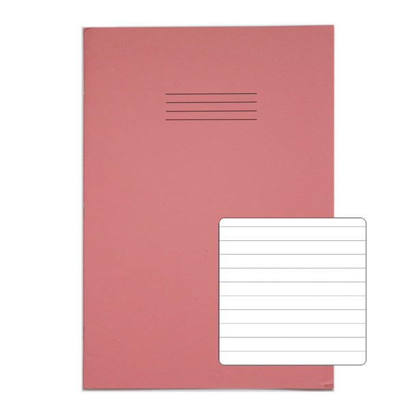 Rhino 13 X 9 A4+ Oversized Exercise Book 40 Page Ruled 8Mm Pink Pack 100 - VDU02 VDU024-150-8 Rhino 13 X 9 A4+ Oversized Exercise Book 40 Page Ruled 8Mm Pink Pack 100 - VDU02 VDU024-150-8