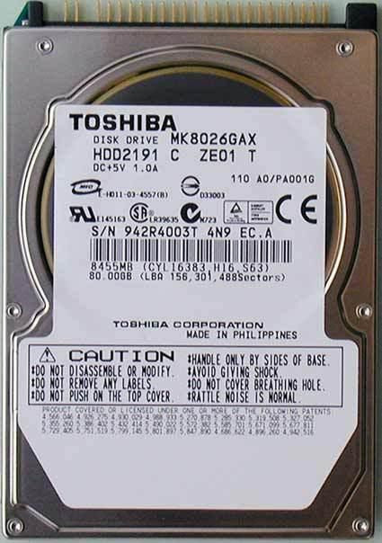Toshiba MK8026GAX-RFB 80GB IDE HDD 2.5" MK8026GAX-RFB