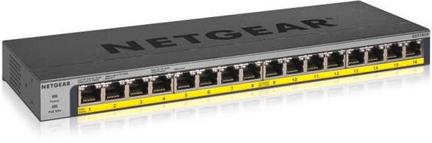 Netgear GS116LP-100EUS 16-PORT POE/POE+GB UNMGD GS116LP-100EUS