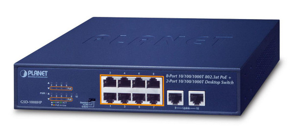 Planet GSD-1008HP 8-Port 10/100/1000T 802.3at GSD-1008HP
