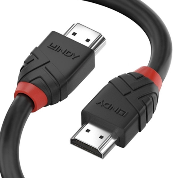 Lindy 36473 Black Line Hdmi Cable Hdmi 2.0 M To Hdmi 2.0 M 3M Black & Red Suppor 36473