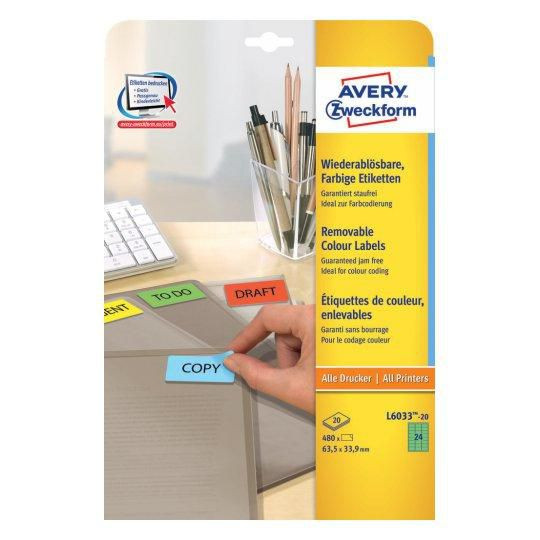 Avery L6033-20 Self-Adhesive Label Rounded L6033-20