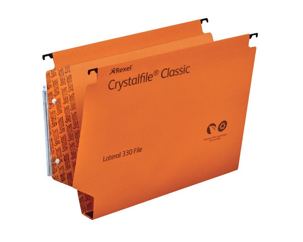 Rexel Crystalfile Classic 300 Foolscap Lateral Suspension File Manilla 30Mm Oran 3000110