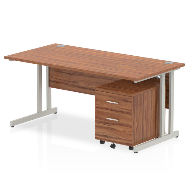Impulse Cantilever Straight Office Desk W1600 X D800 X H730mm Walnut Finish Silv MI000960 Impulse Cantilever Straight Office Desk W1600 X D800 X H730mm Walnut Finish Silv MI000960
