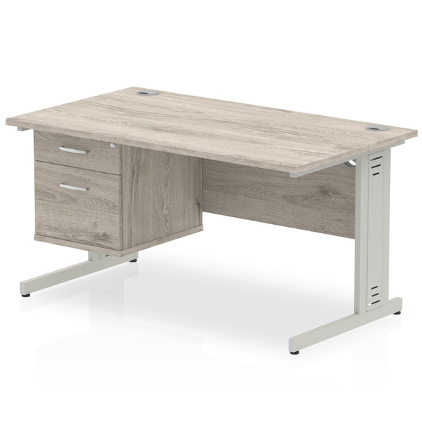 Dynamic Impulse 1400 X 800Mm Straight Desk Grey Oak Top Silver Cable Managed Leg I003456 Dynamic Impulse 1400 X 800Mm Straight Desk Grey Oak Top Silver Cable Managed Leg I003456