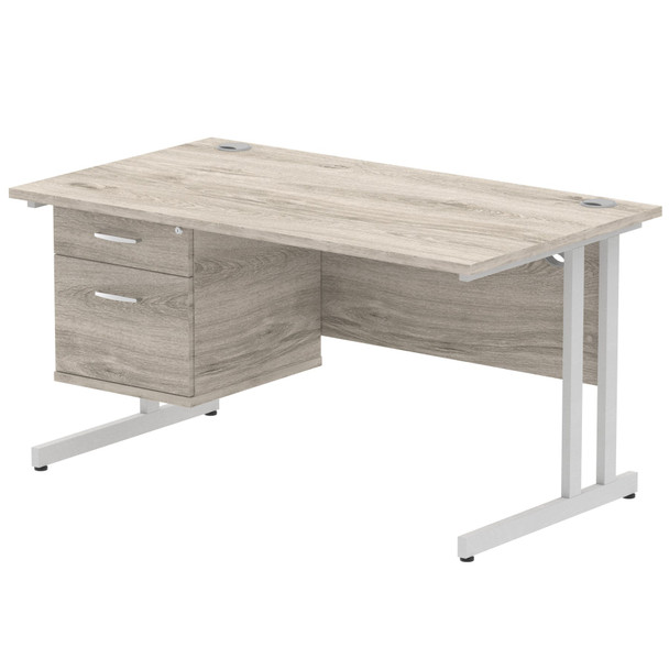Dynamic Impulse 1400 X 800Mm Straight Desk Grey Oak Top Silver Cantilever Leg Wi I003461 Dynamic Impulse 1400 X 800Mm Straight Desk Grey Oak Top Silver Cantilever Leg Wi I003461