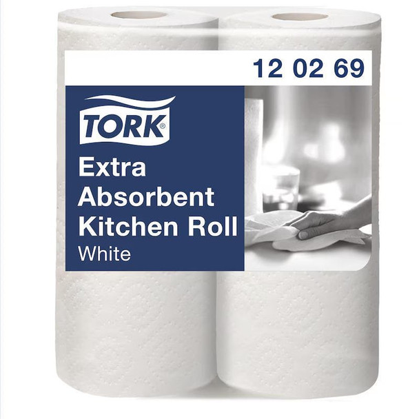 Tork Extra Absorbent Kitchen Roll 2-Ply White Packed 12X2 Pack 24 - 120269 120269 Tork Extra Absorbent Kitchen Roll 2-Ply White Packed 12X2 Pack 24 - 120269 120269