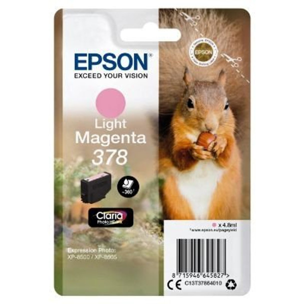 Epson 378 Squirrel Light Magenta Standard Capacity Ink Cartridge 5Ml - C13T37864 C13T37864010 Epson 378 Squirrel Light Magenta Standard Capacity Ink Cartridge 5Ml - C13T37864 C13T37864010